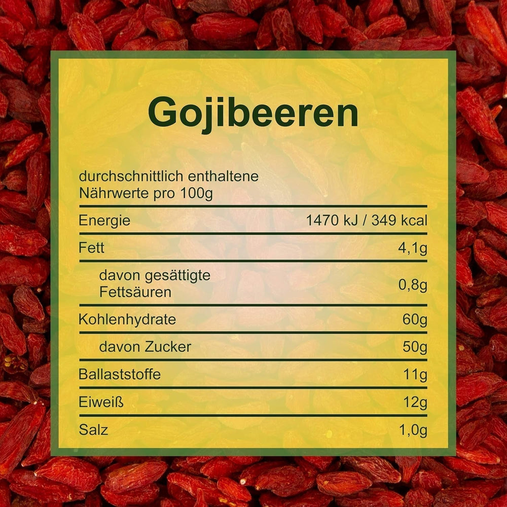 Howa Premium Goji Berries 1 KG uscat - netratat, natural - superaliment din Asia - ideal pentru gătit, copt sau ca o gustare sănătoasă - Goji berries 1000 g Produse deshidratate Naty Shop
