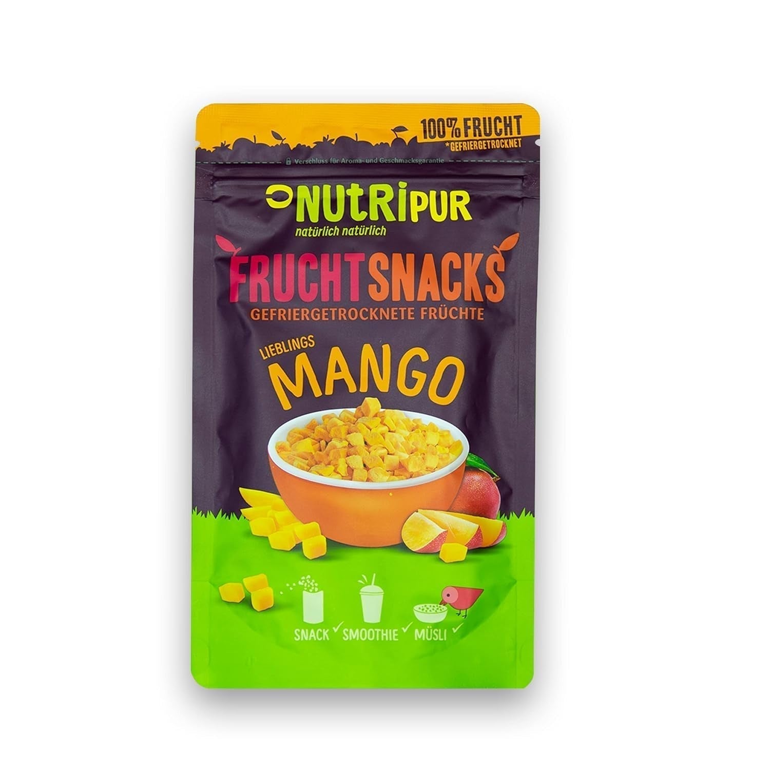 Mango liofilizat: 100g fructe liofilizate din bucăți fragede de mango fără zahăr adăugat - mango uscat - mango uscat - fructe uscate - fructe uscate de la NutriPur Produse deshidratate Naty Shop Titlu implicit