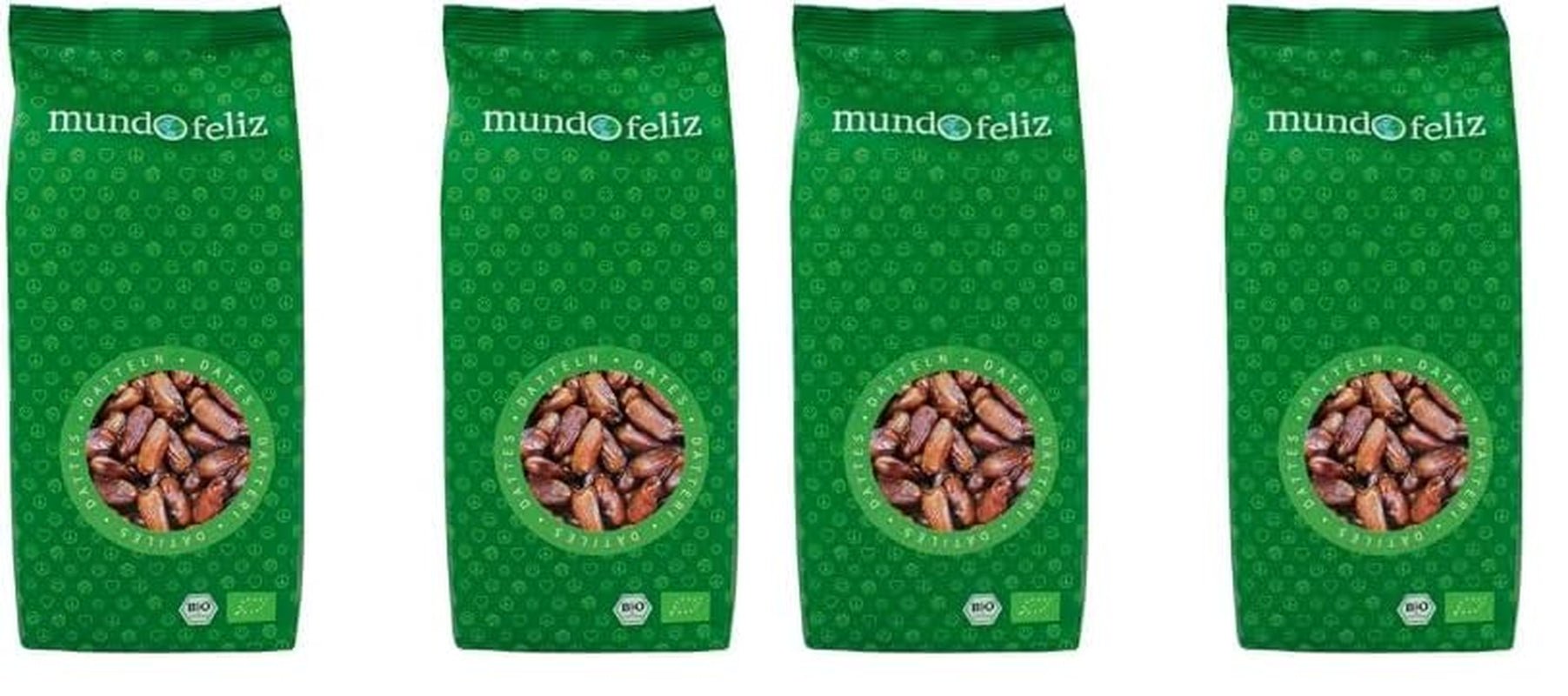 Mundo Feliz Curmale uscate cu sâmburi din agricultura ecologică, 2 x 500 g Produse deshidratate Naty Shop 500 G (pachet de 4) Date
