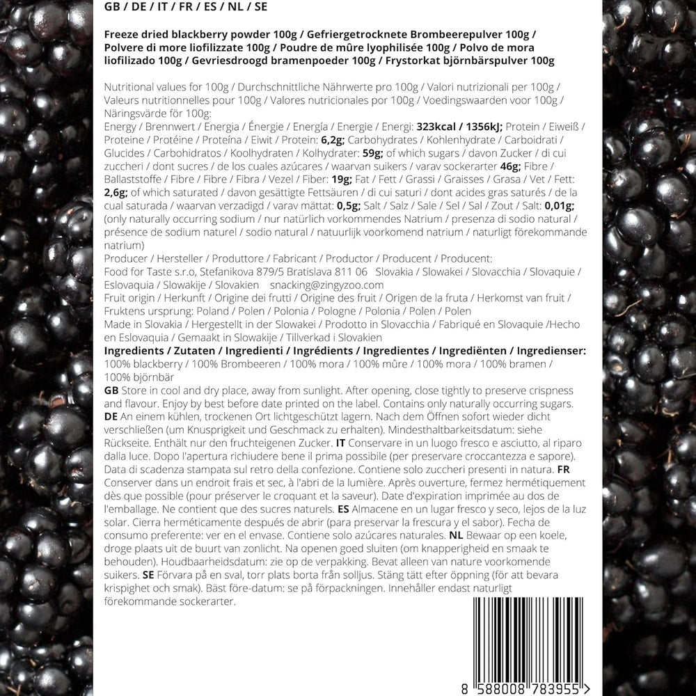 Mure liofilizate în pulbere | 100% pulbere de fructe liofilizate Fructe naturale uscate fără aditivi | pulbere de fructe Fructe liofilizate pulbere de mure Produse deshidratate Naty Shop