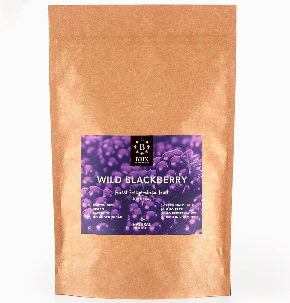 Mure sălbatice BRIX | Mure sălbatice naturale, uscate 95 g | Premiul Great Taste pentru fructe de pădure uscate | Fără OMG, fără gluten, vegan, vitamine reținute Produse deshidratate Naty Shop Titlu implicit