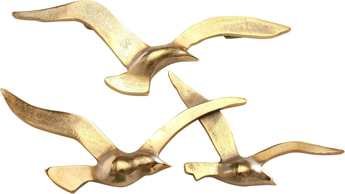 Obiect de perete Birdy (auriu, decorațiuni de perete din metal, motiv maritim, perete mural pentru hol / living / sufragerie) 1011623 Statuete si sculpturi Naty Shop Aur