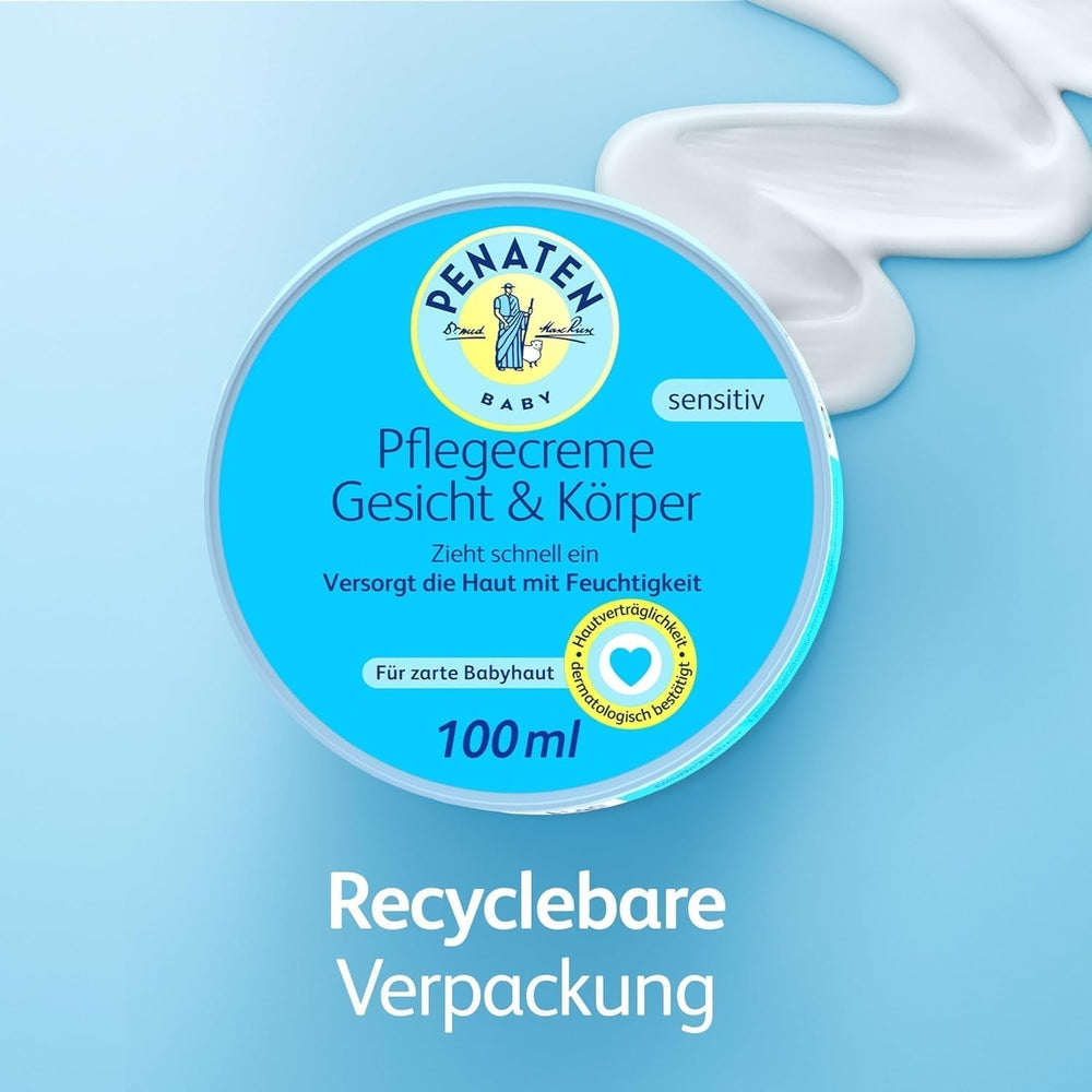 PENATEN cremă de îngrijire pentru față și corp (100 ml), cremă de față și de corp pentru bebeluși, cu absorbție rapidă, pentru pielea delicată a bebelușilor, lasă pielea moale și îi oferă pielii hidratare importantă Copii - Baie si Skincare Naty Shop