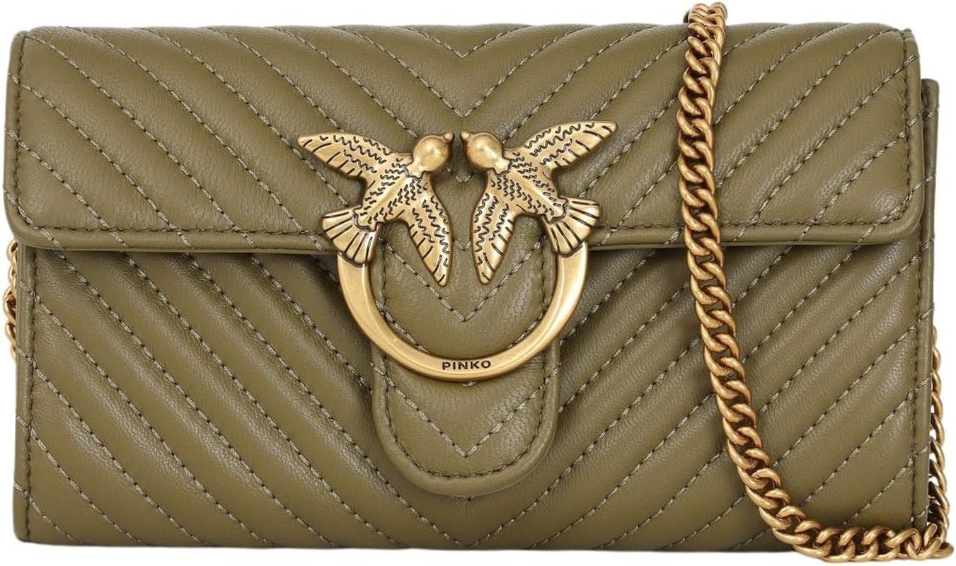 Pinko Doamnelor Oaie Nappa Love ONE Portofel C SCHAFNAPPA Portofel Femei Naty Shop V62Q_Verde Abete-Antique Gold O mărime se potrivește tuturor