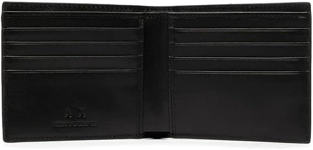 Portofel cu logo Armani Exchange A|X din piele netedă, negru Portofel Barbati Naty Shop