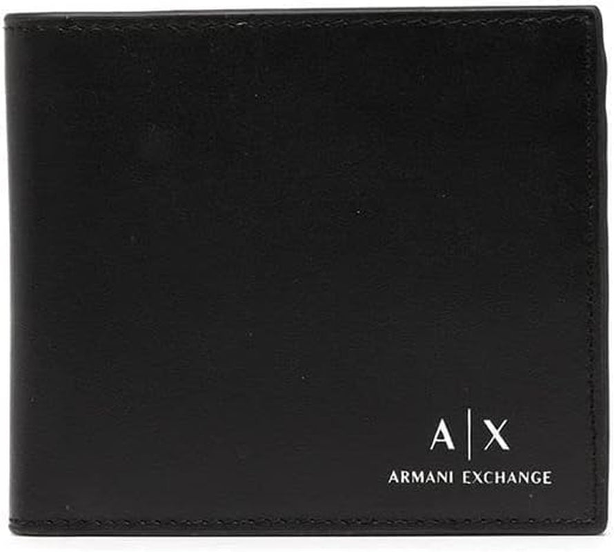 Portofel cu logo Armani Exchange A|X din piele netedă, negru Portofel Barbati Naty Shop Titlu implicit