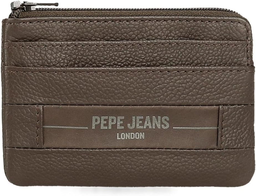 Portofele și portmonee Pepe Jeans Checkbox din piele de vacă, negru, maro, albastru și gri Portofel Barbati Naty Shop Maro Poșeta