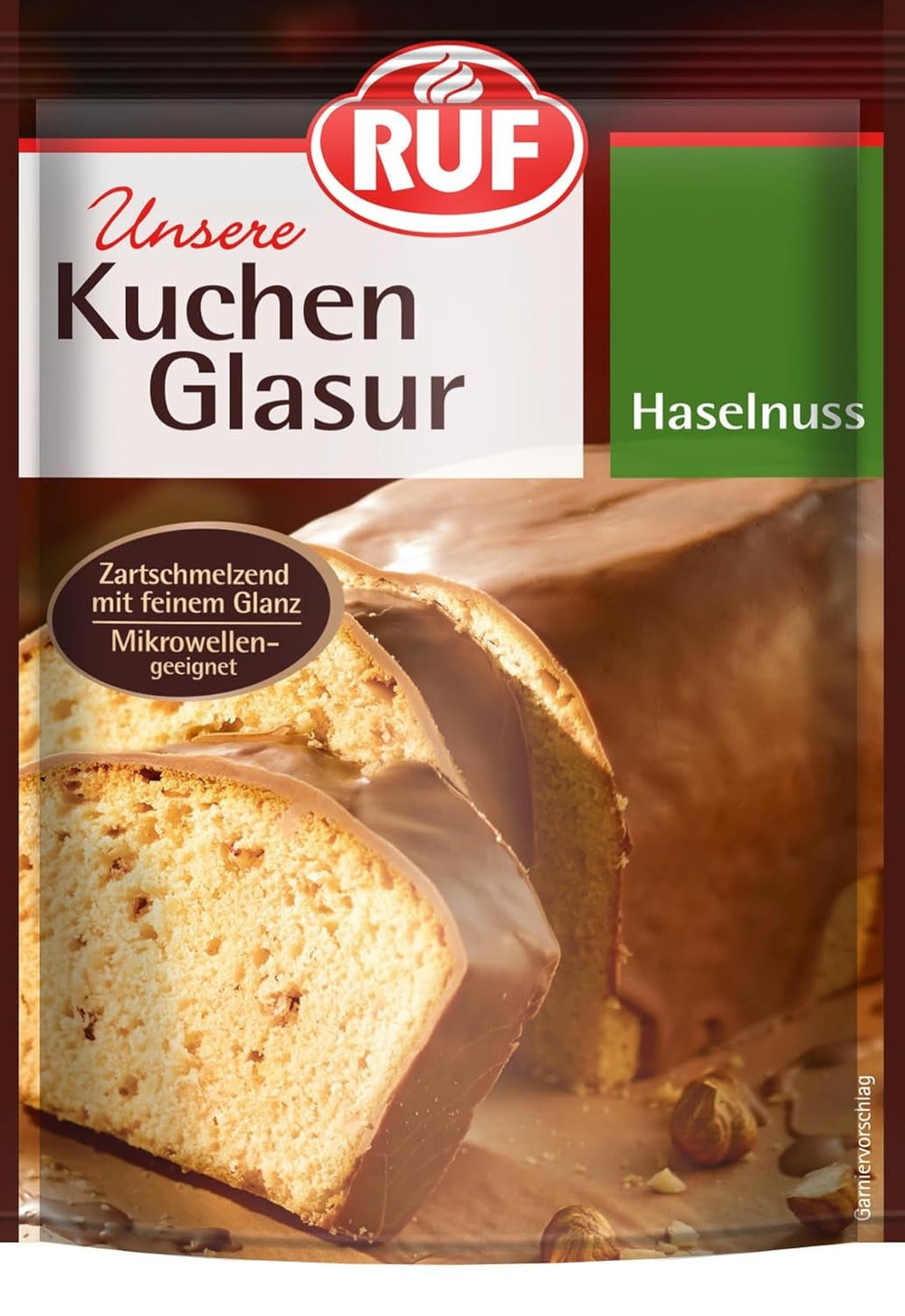 RUF Cake Glaze Bourbon Vanilla, 100g într-o pungă, rezistent la microunde, pentru glazurarea și decorarea biscuiților, brioșelor și prăjiturilor, fără gluten Pasta de zahar Naty Shop Alune