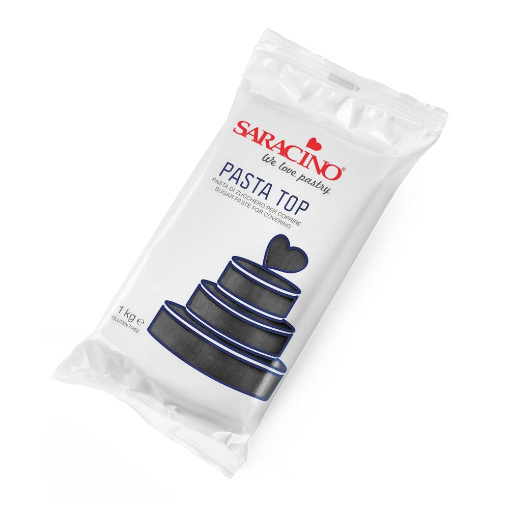 Saracino Fondant Top, Pasta de Zahar Pentru Acoperire 1 kg, Made In Italy Pasta de zahar Naty Shop Negru