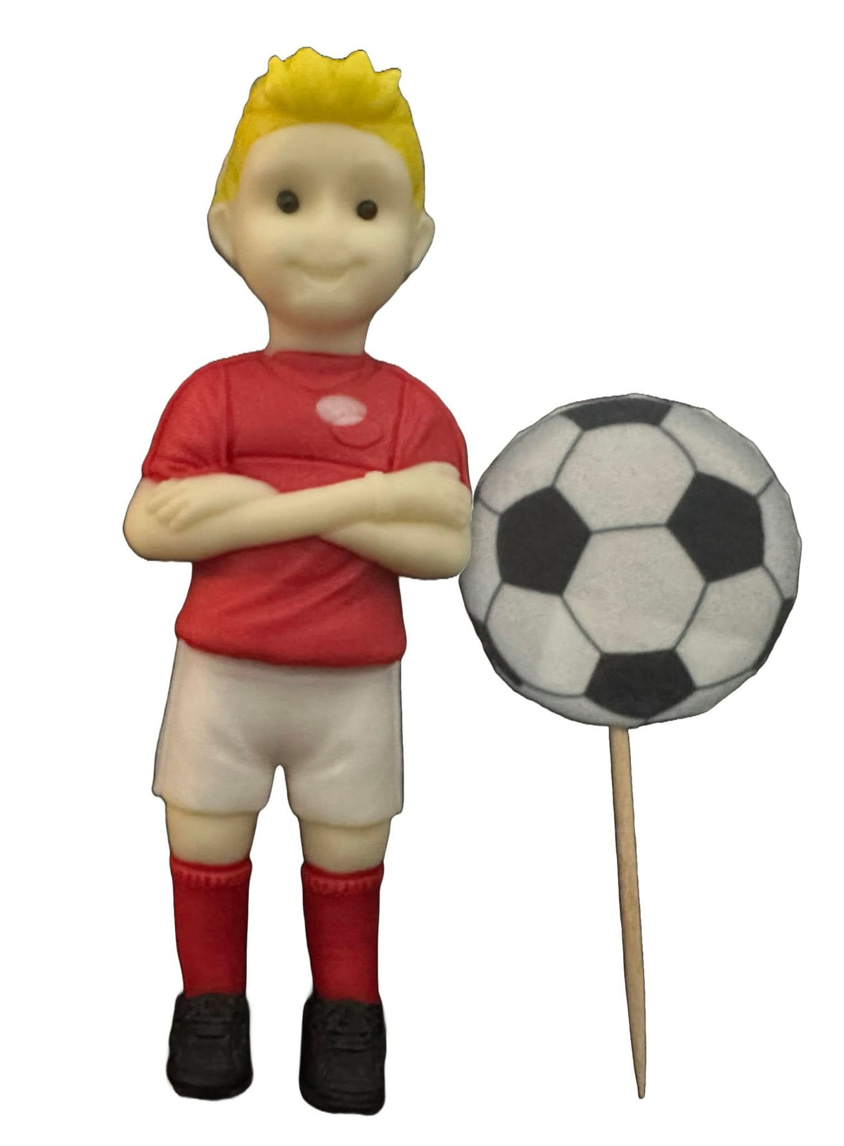 Set 2 decoratiuni comestibile din zahar, Fotbalist Decoratiuni din Pasta de Zahar Nati Shop