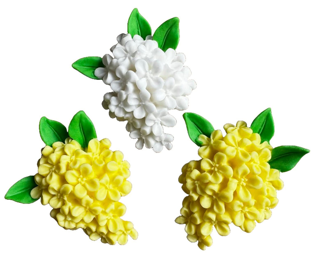 Set 3 decoratiuni comestibile din zahar, Flori de liliac Decoratiuni din Pasta de Zahar Nati Shop