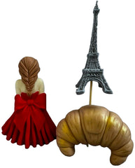 Set 3 decoratiuni comestibile din zahar, Lady in Paris Decoratiuni din Pasta de Zahar Nati Shop