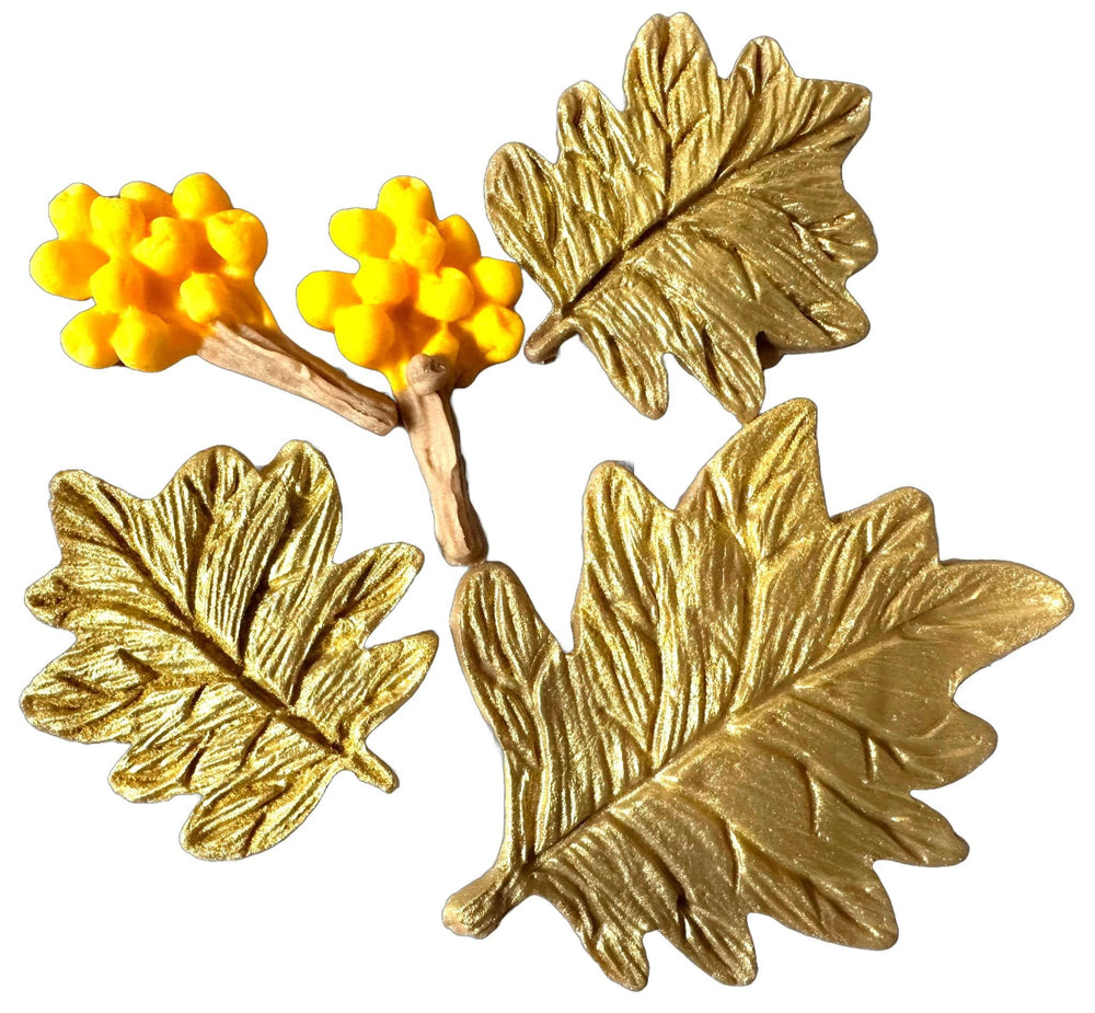 Set 5 decoratiuni comestibile din zahar, Toamna Decoratiuni din Pasta de Zahar Nati Shop