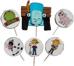 Set 6 decoratiuni comestibile din zahar, Ferma Decoratiuni din Pasta de Zahar Nati Shop