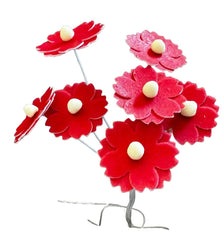 Set 7 decoratiuni comestibile din vafa de napolitana, Flori rosii Decoratiuni din Pasta de Zahar Nati Shop