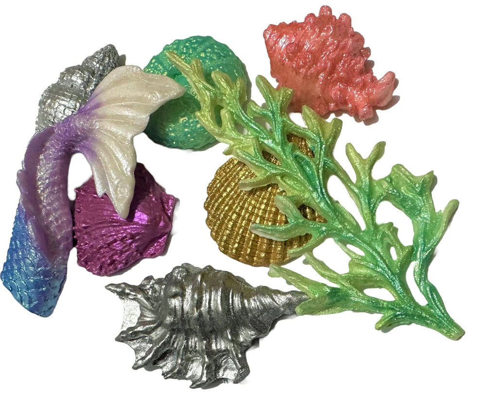 Set 8 decoratiuni comestibile din zahar, Sirena Decoratiuni din Pasta de Zahar Nati Shop