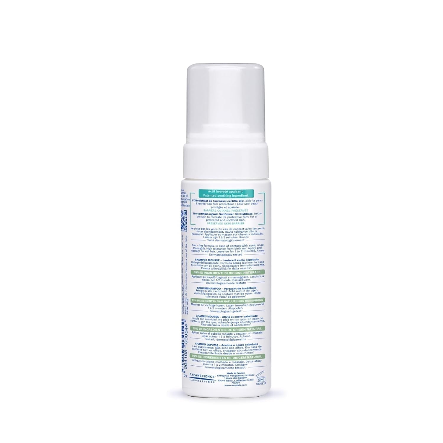 Stelatopia Șampon Mousse pentru scalp cu uscăciune extremă sau dermatită atopică, păr, bebeluși, copii, întreaga familie - reduce roșeața și mâncărimea (150ml) Copii - Baie si Skincare Naty Shop