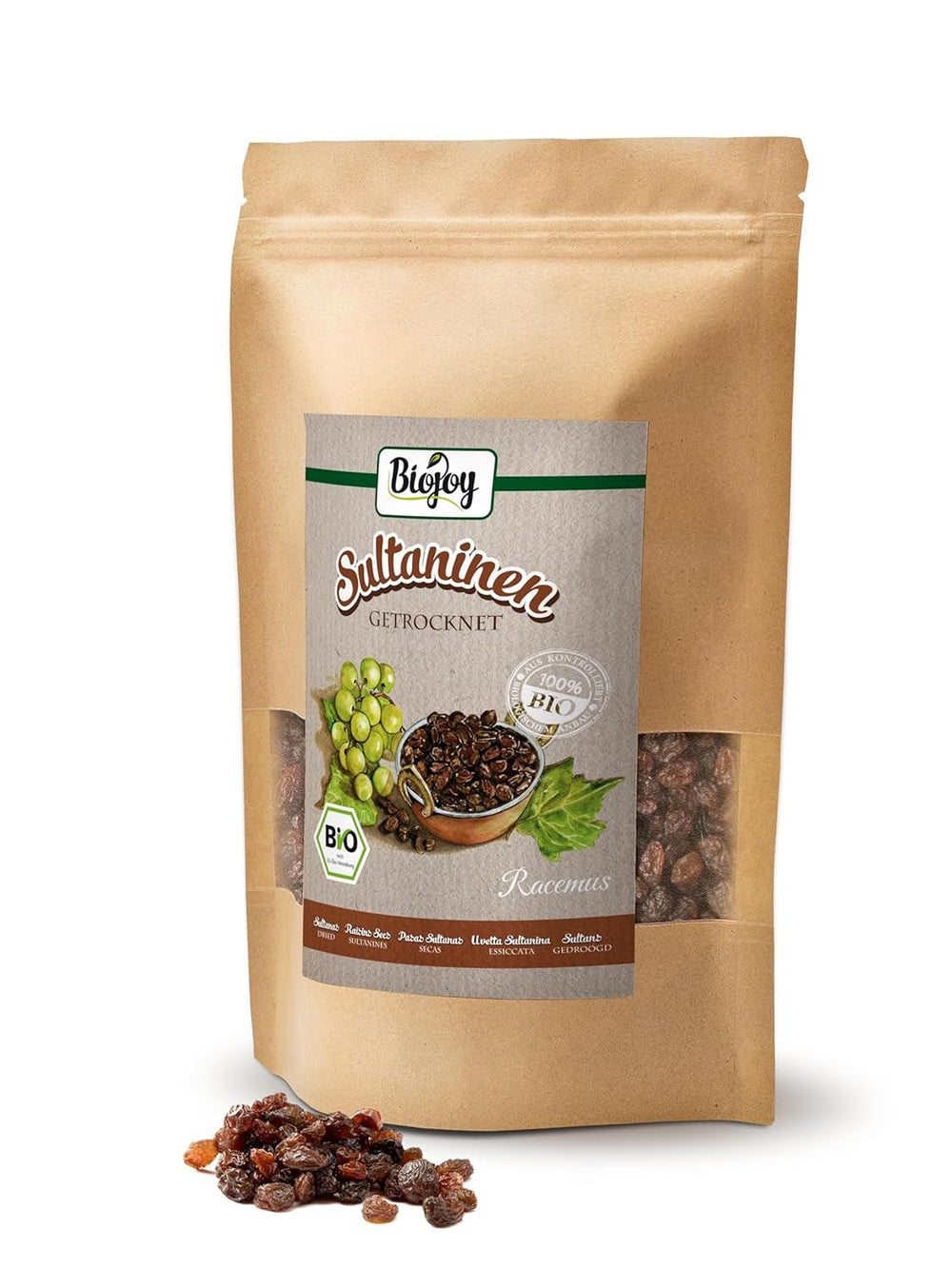Sultane bio Biojoy (500 g), uscate și nesulfurate Produse deshidratate Naty Shop