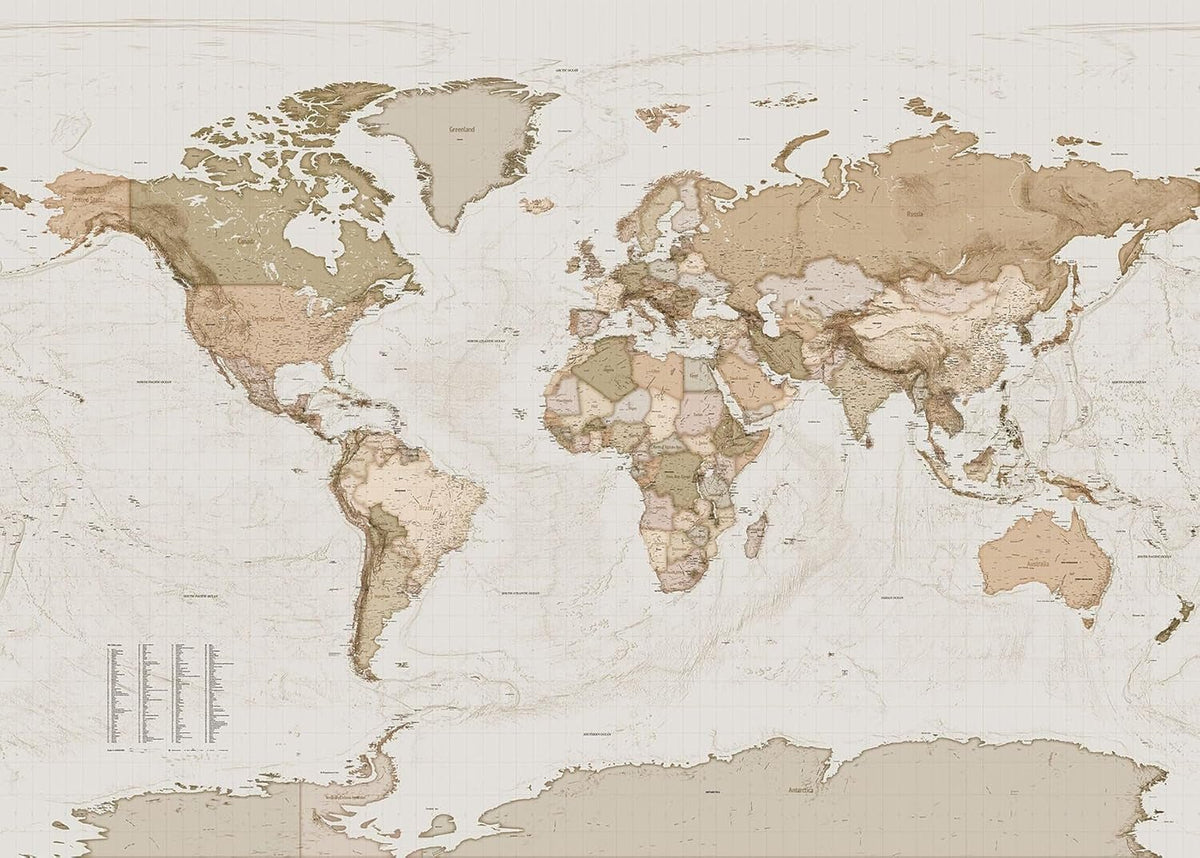 Tapet komar non tesute fotomural earth map dimensiune Casa - Accesorii si Decoratiuni Naty Shop Default Title