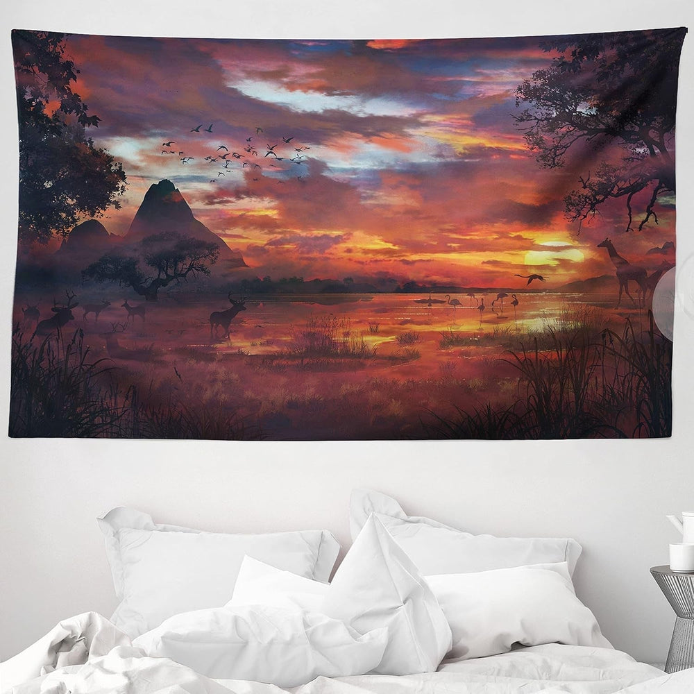 Tapiserie abakuhaus wanderlust harta animala lumii desene Casa - Accesorii si Decoratiuni Naty Shop Portocaliu Negru 230L X 140B Cm