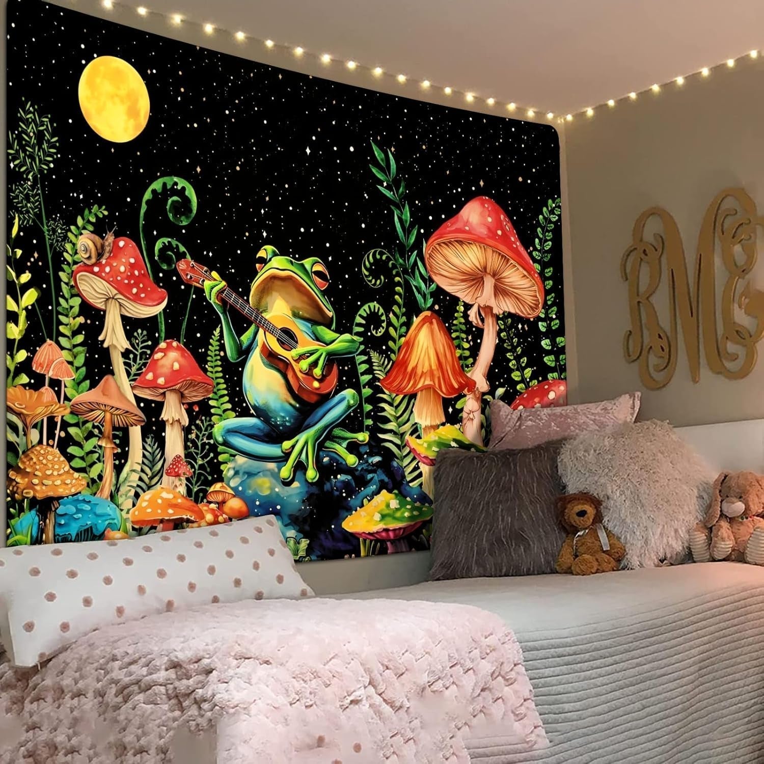 Tapiserie alishomtll broasca ciuperca luna stele colorat Casa - Accesorii si Decoratiuni Naty Shop