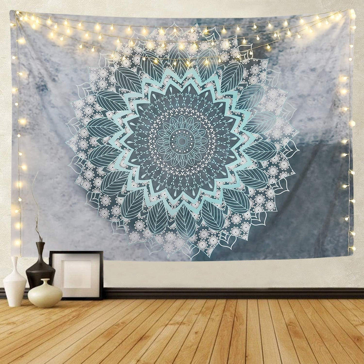 Tapiserie alishomtll mandala indian yoga hippie carpa Casa - Accesorii si Decoratiuni Naty Shop 1 mandala (gri+albastru) 235L X 235B Cm