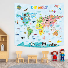 Tapiserie bashom harta lumii animalelor germana copii Casa - Accesorii si Decoratiuni Naty Shop Tp-007