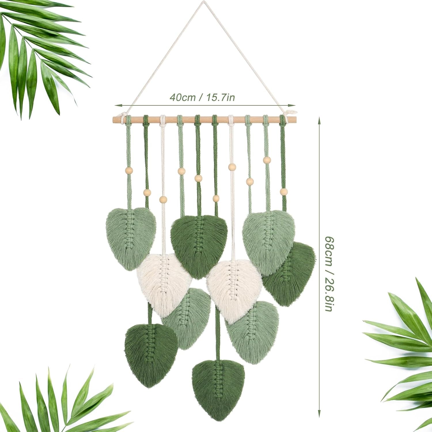 Tapiserie betylifoy margele lemn frunze verzi Casa - Accesorii si Decoratiuni Naty Shop