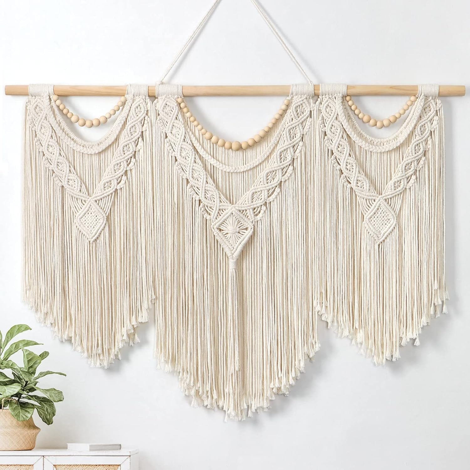 Tapiserie dremisland mare deco tesute bej Casa - Accesorii si Decoratiuni Naty Shop Mărgele din lemn