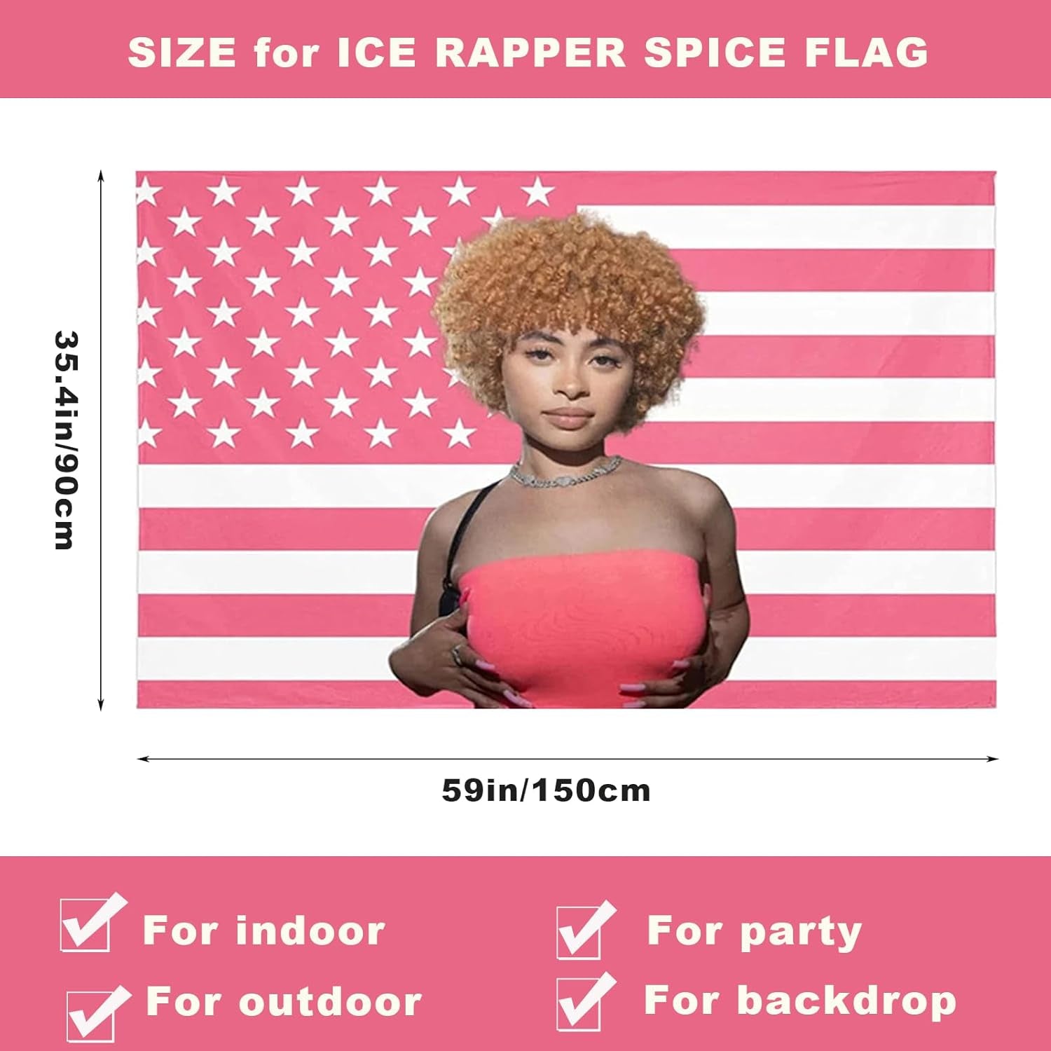 Tapiserie ice spice flag pink steaguri Casa - Accesorii si Decoratiuni Naty Shop