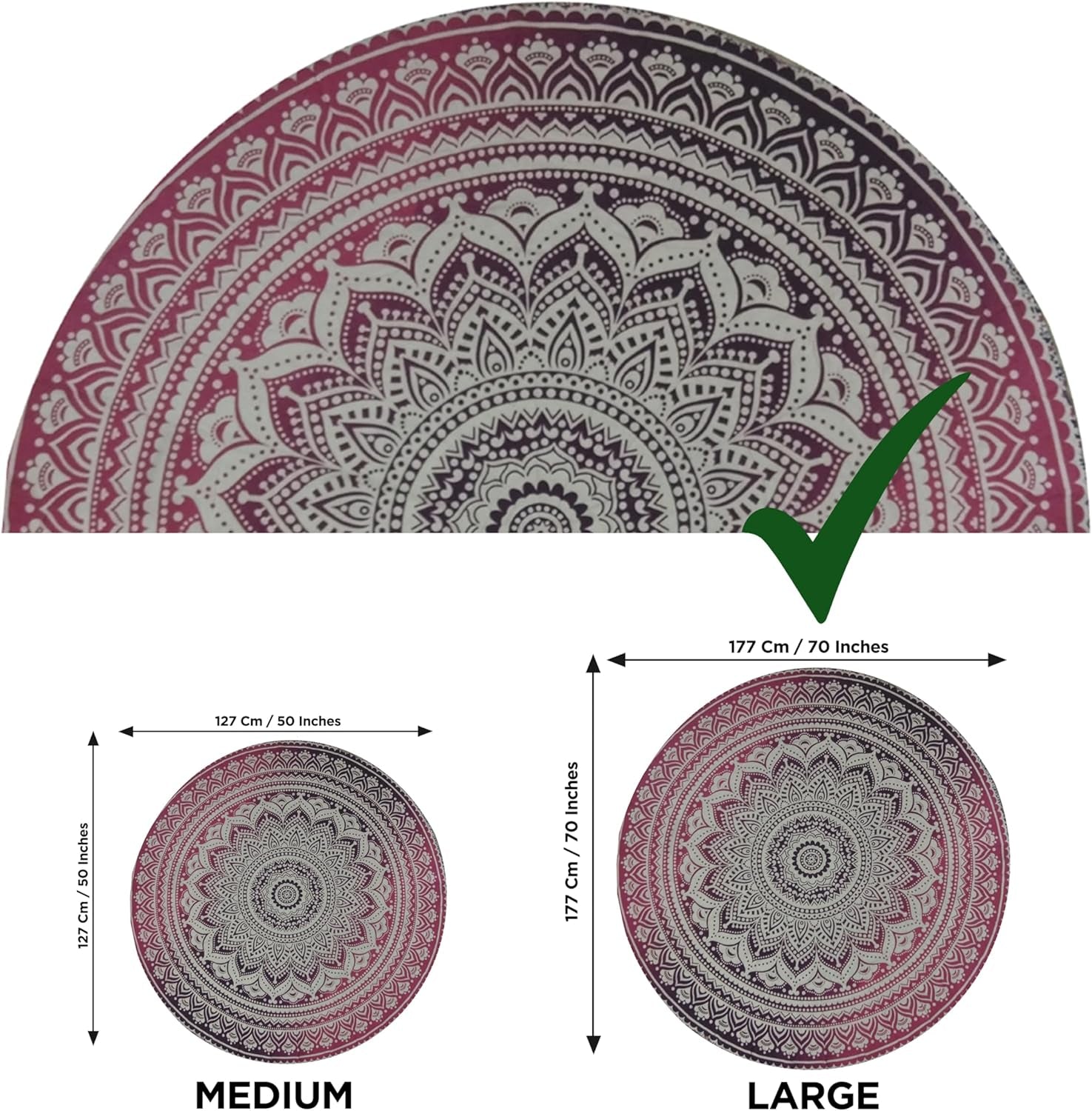 Tapiserie india prosop plaja rotund mandala hippie mare Casa - Accesorii si Decoratiuni Naty Shop