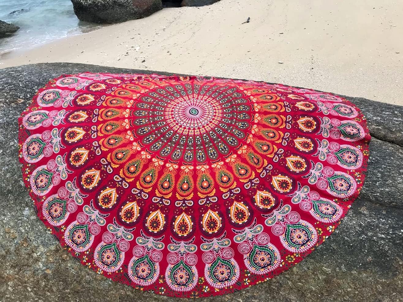 Tapiserie india prosop plaja rotund mandala hippielarge indian Casa - Accesorii si Decoratiuni Naty Shop