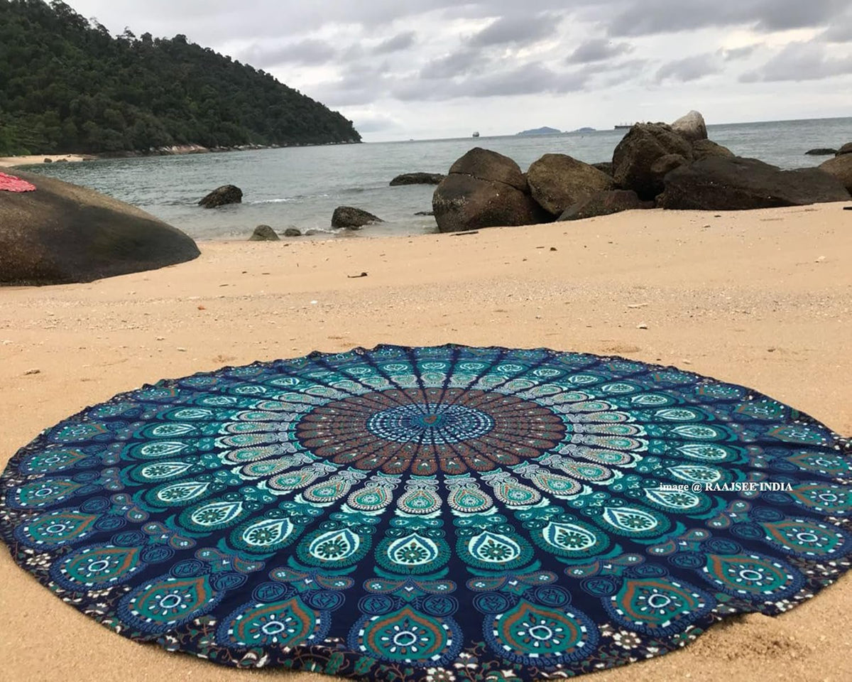 Tapiserie india prosop plaja rotund mandala hippielarge indian Casa - Accesorii si Decoratiuni Naty Shop Default Title