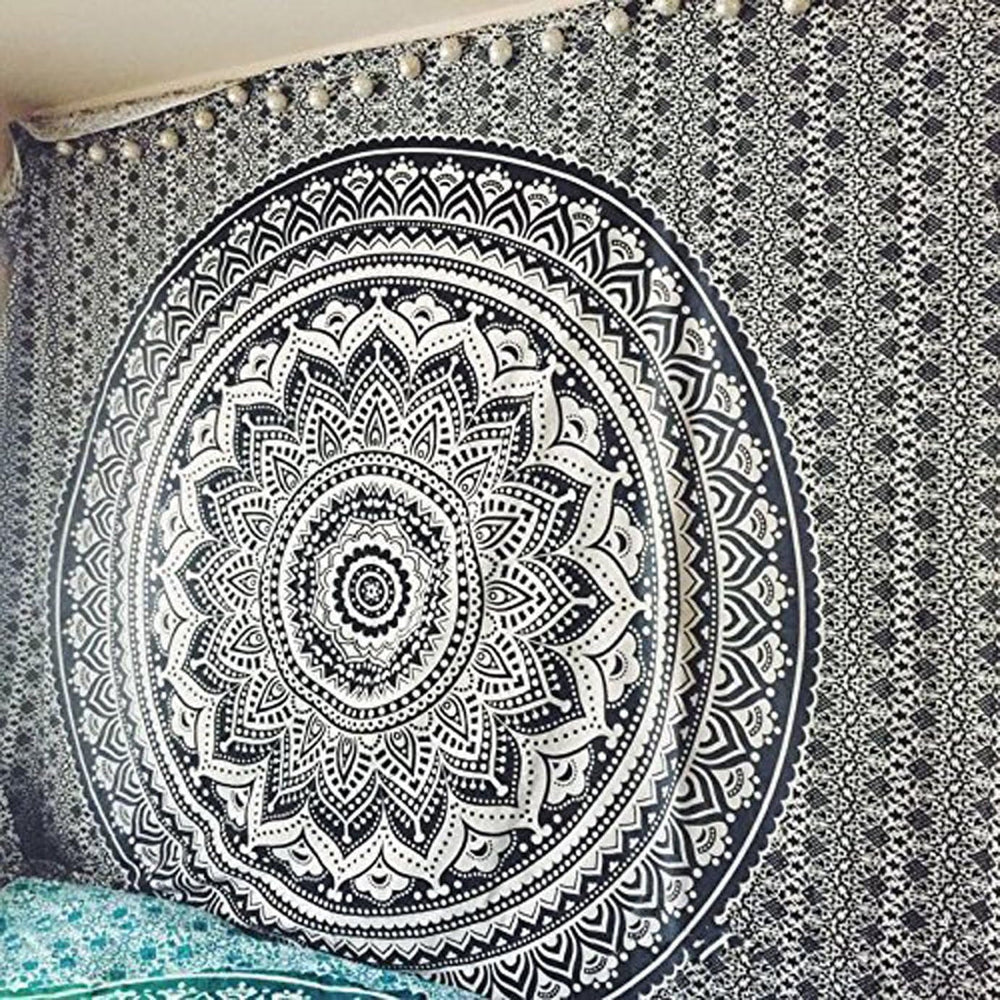 Tapiserie indian psihedelic mandala negru alb india Casa - Accesorii si Decoratiuni Naty Shop