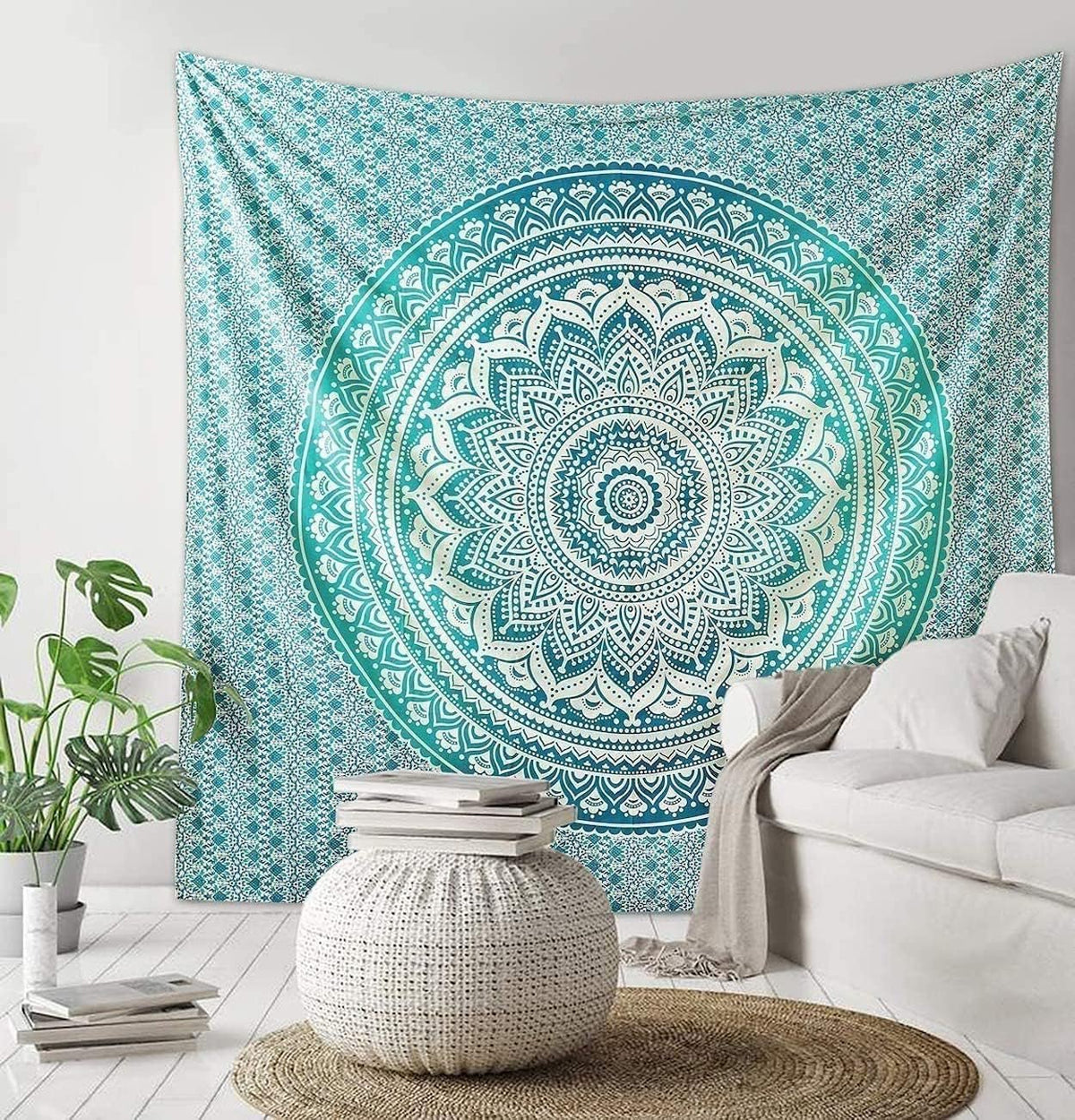Tapiserie indiana mandala verde decorare estetica decorarea Casa - Accesorii si Decoratiuni Naty Shop Default Title