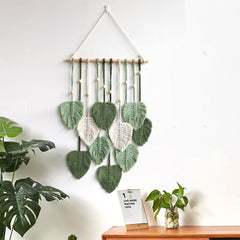 Tapiserie manual margele lemn frunze verzi Casa - Accesorii si Decoratiuni Naty Shop