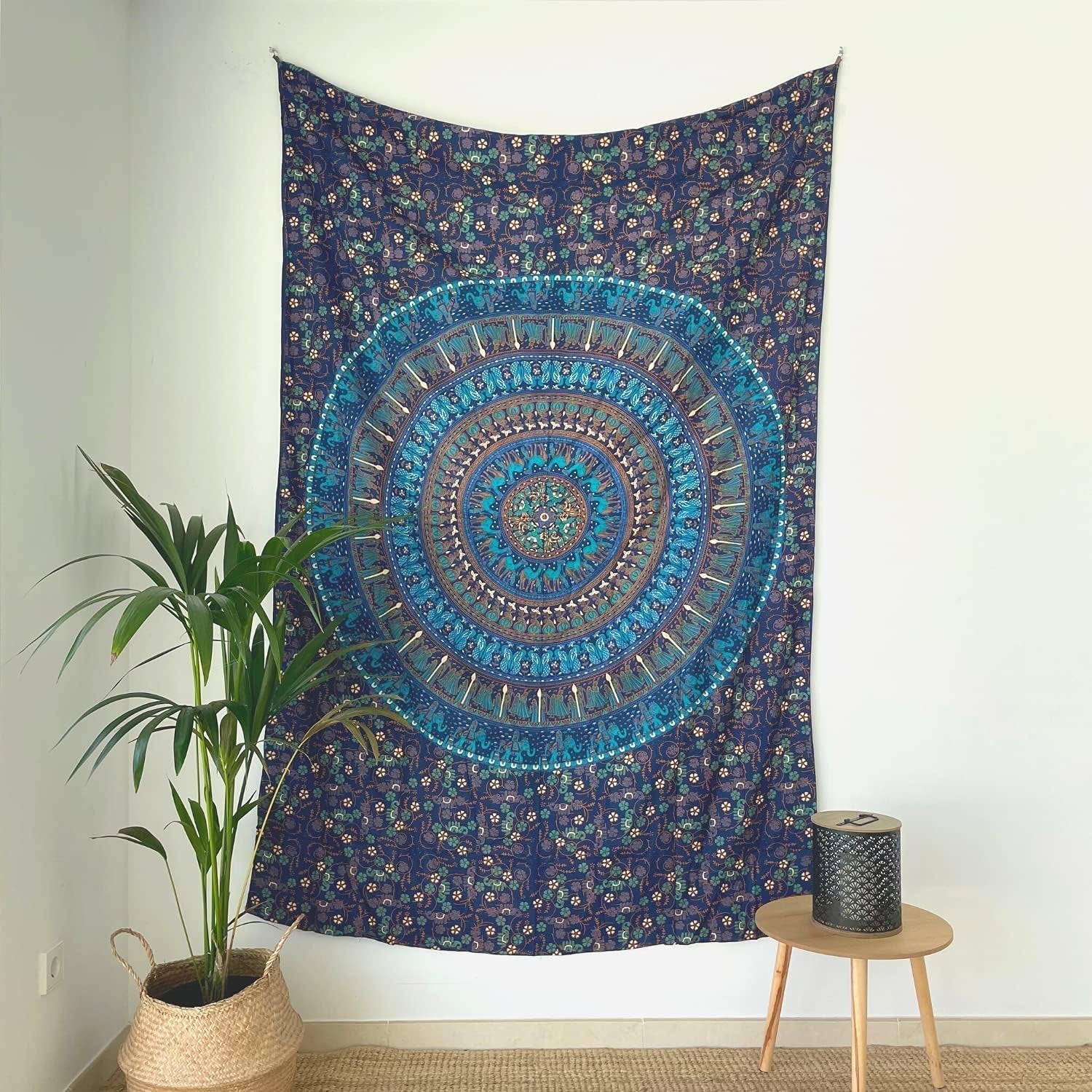 Tapiserie momomus mandala bumbac colorat desene orientale Casa - Accesorii si Decoratiuni Naty Shop Albastru C 135L X 210B Cm