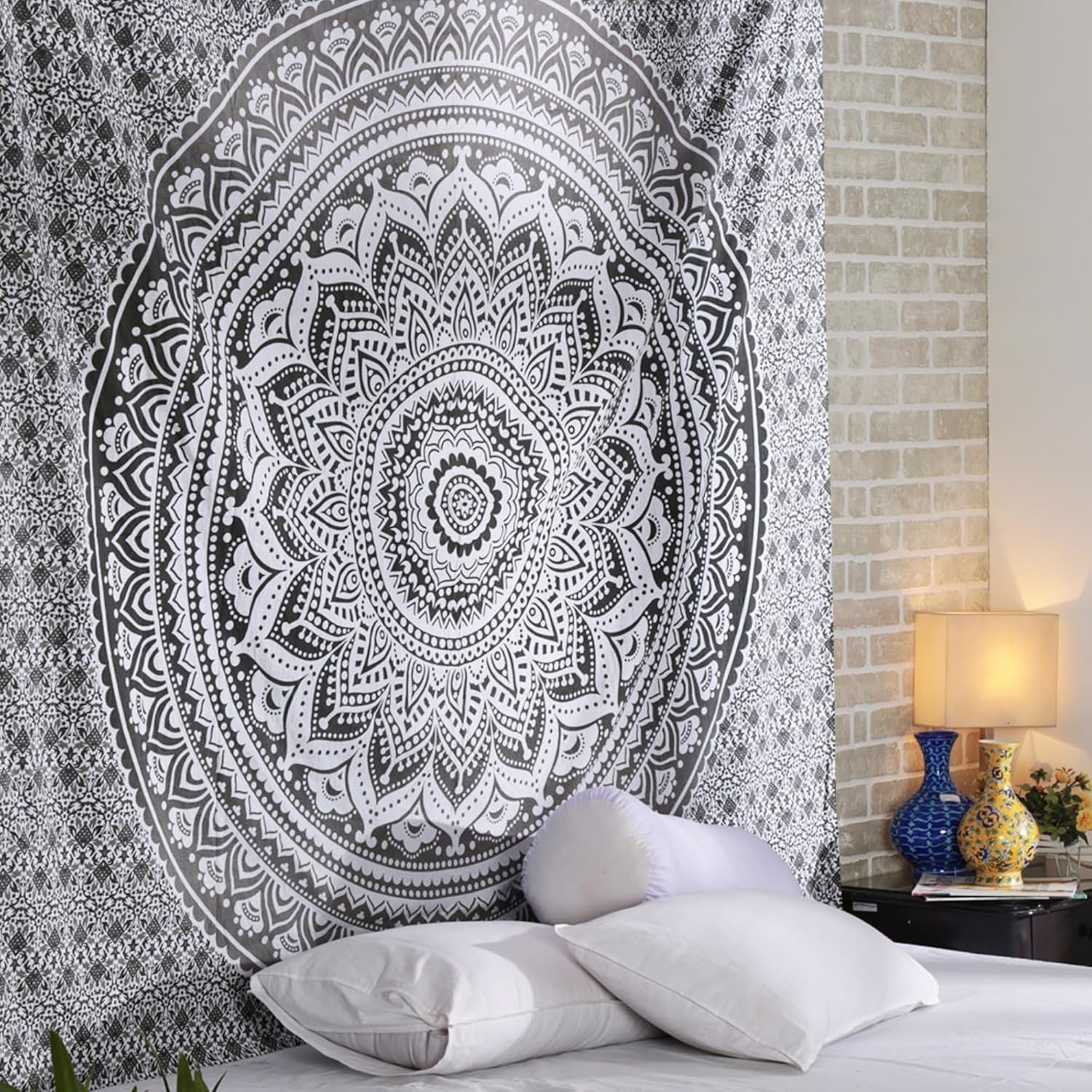 Tapiserie rajrang mandala bumbac verde mare Casa - Accesorii si Decoratiuni Naty Shop Gri 76.2L X 101.6B Cm