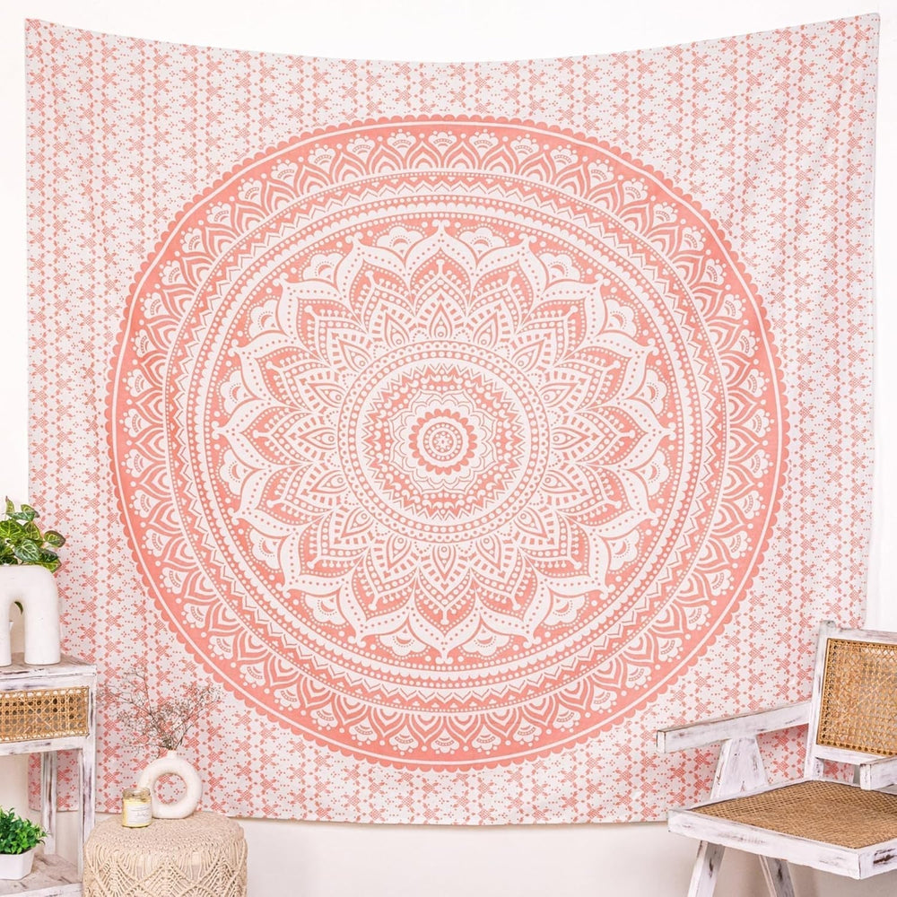 Tapiserie rajrang mandala bumbac verde mare Casa - Accesorii si Decoratiuni Naty Shop Trandafir auriu 228.6L X 213.4B Cm