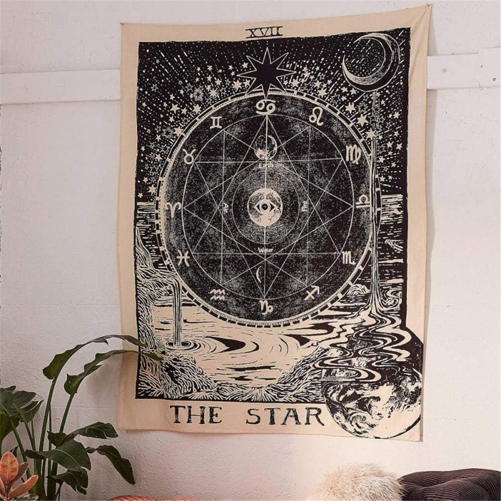 Tapiserie sun tarot Casa - Accesorii si Decoratiuni Naty Shop Albastru, alb 150L X 129B Cm