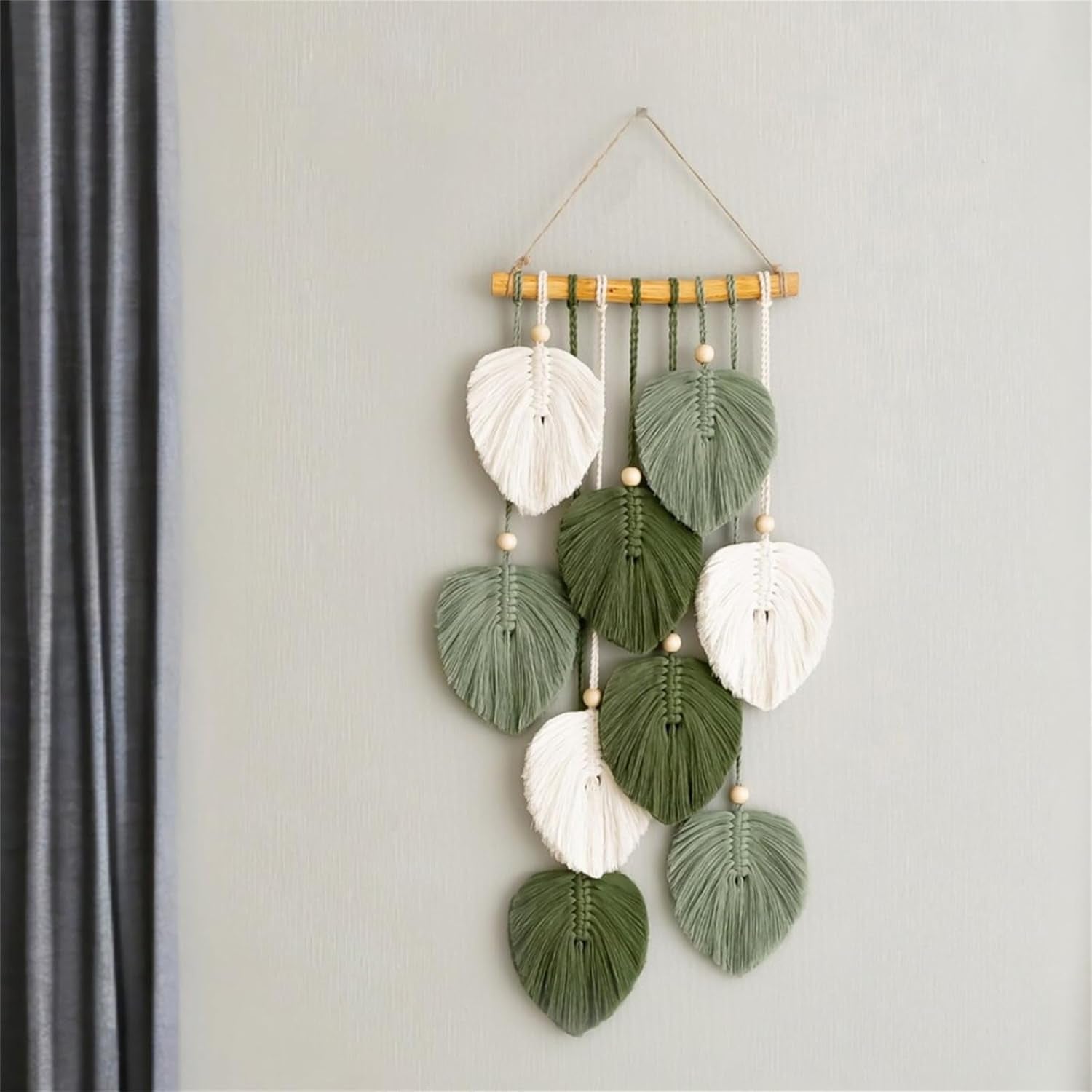 Tapiserie tapiterie margele lemn frunze verzi manuala Casa - Accesorii si Decoratiuni Naty Shop