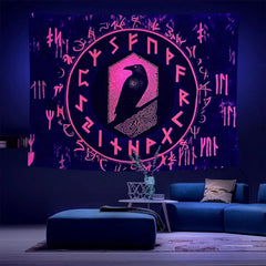 Tapiserie viking blacklight reactiv red meditation runes odins Casa - Accesorii si Decoratiuni Naty Shop Rune roșii V 200L X 150B Cm