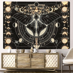 Tapiserie yrendenge moth negru sun moon natural Casa - Accesorii si Decoratiuni Naty Shop