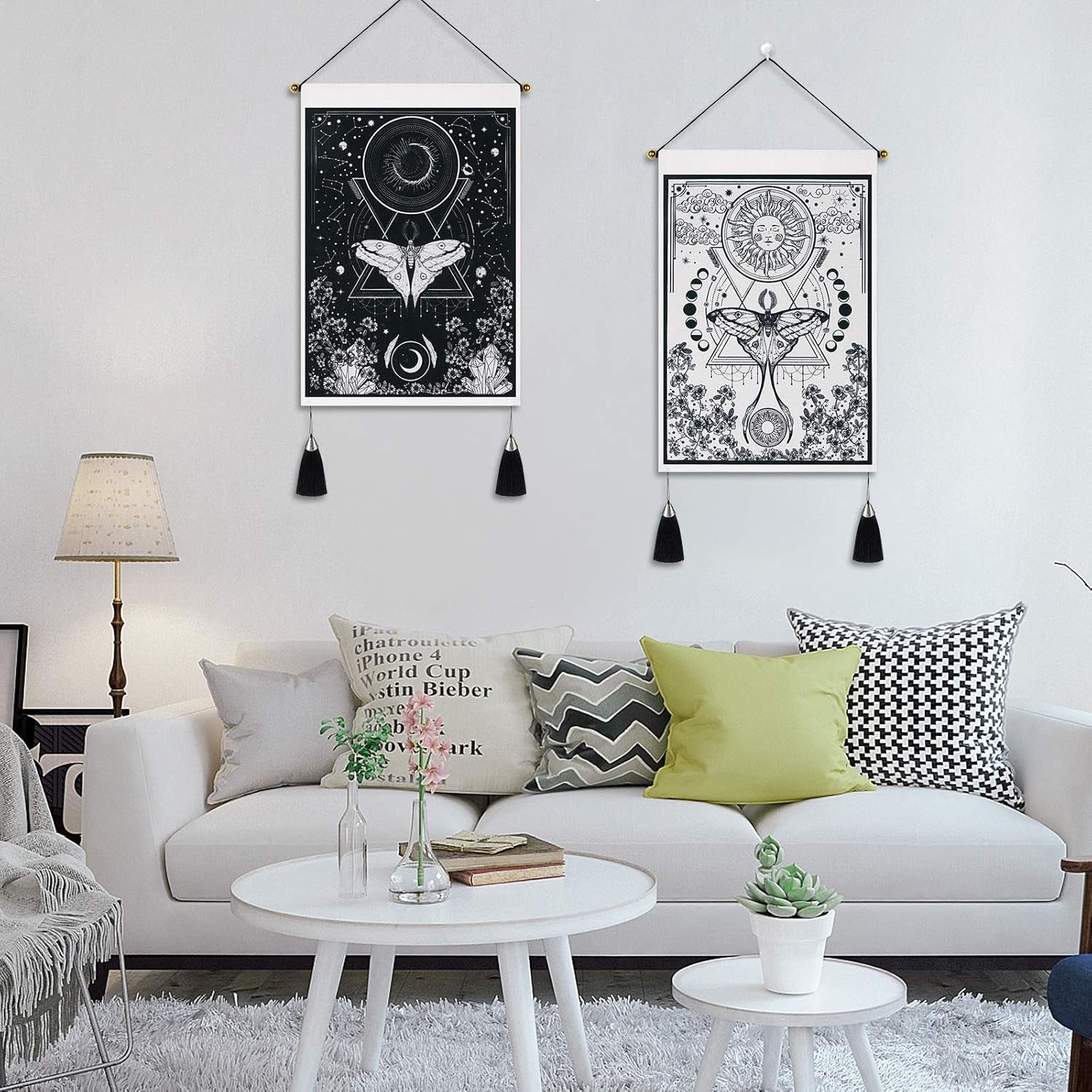 Tapiserie yugarlibi 2pcs tapiserii mici hanging luna soarele Casa - Accesorii si Decoratiuni Naty Shop