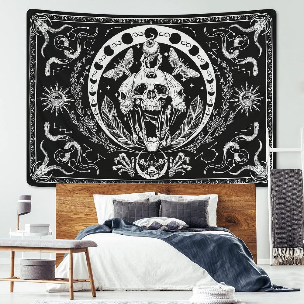 Tapiserie yugarlibi schelet negru sarpe molie panza estetic Casa - Accesorii si Decoratiuni Naty Shop