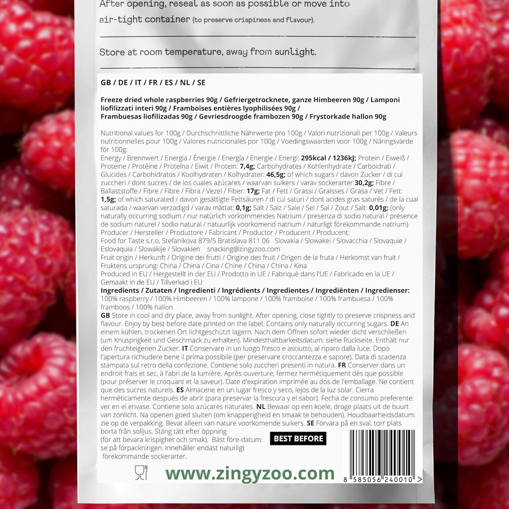 Zmeură liofilizată | fructe liofilizate | fructe liofilizate | fructe liofilizate | zmeură liofilizată | zmeură liofilizată | ZingyZoo (90g) Produse deshidratate Naty Shop